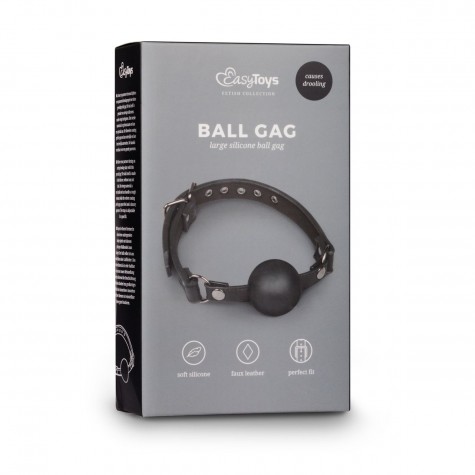 Черный силиконовый кляп-шар Easytoys Ball Gag With Large Silicone Ball