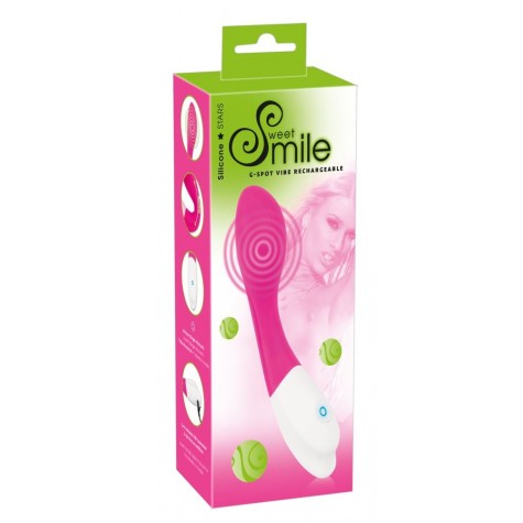 Розовый вибратор для массажа G-точки Sweet Smile - 18 см.